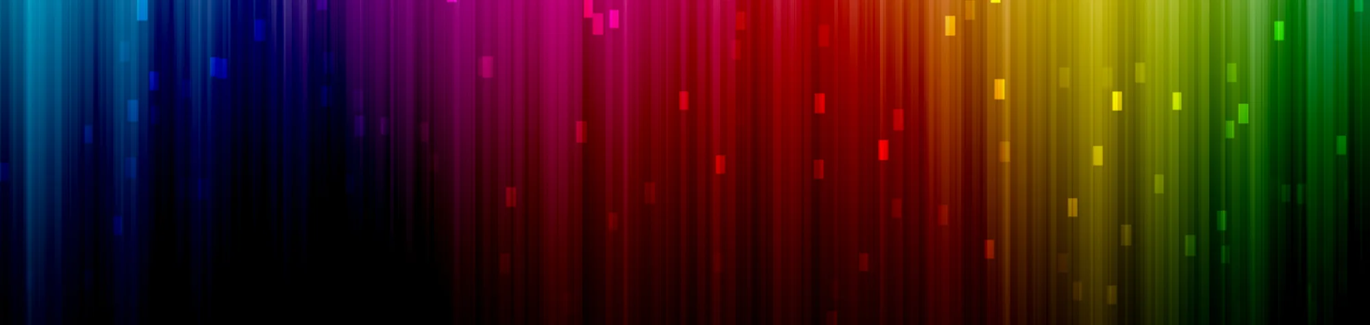 A wide panoramic abstract background with a rainbow color spectrum and vertical light streaks, created using a Photoshop colourful wallpaper tutorial.