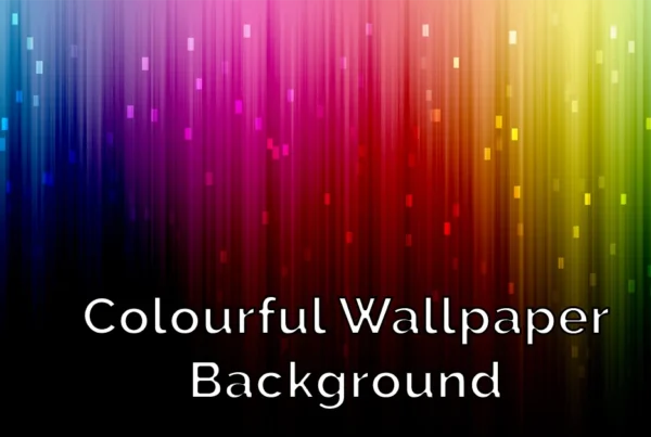 Tutorial thumbnail with the text "Colourful Wallpaper Background" over a vibrant rainbow-colored abstract design made in Photoshop.