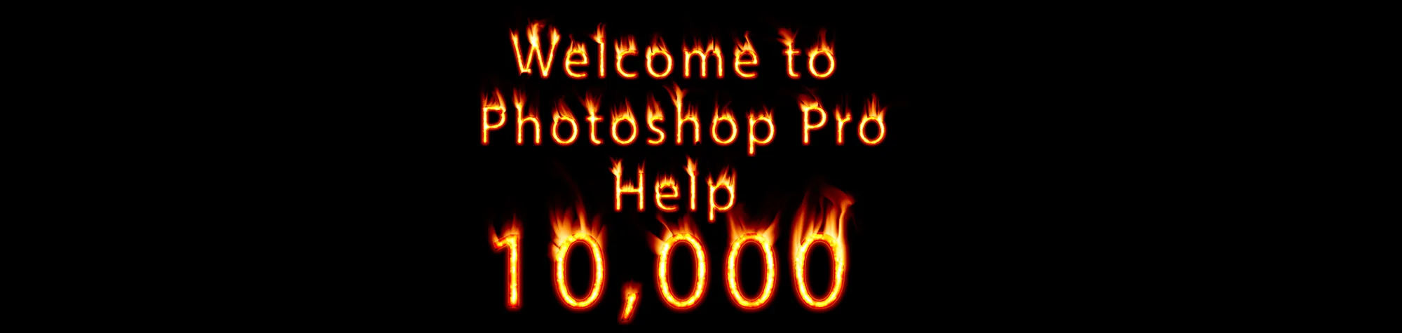 A wide panoramic banner showing the word "IGNITE" engulfed in realistic orange and yellow flames with glowing embers on a black background in Photoshop.