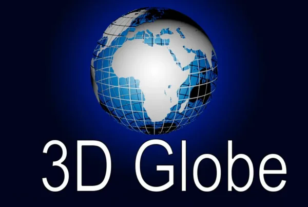 Photoshop tutorial thumbnail featuring the text "3D Globe FX" over a holographic blue globe with glowing connecting lines