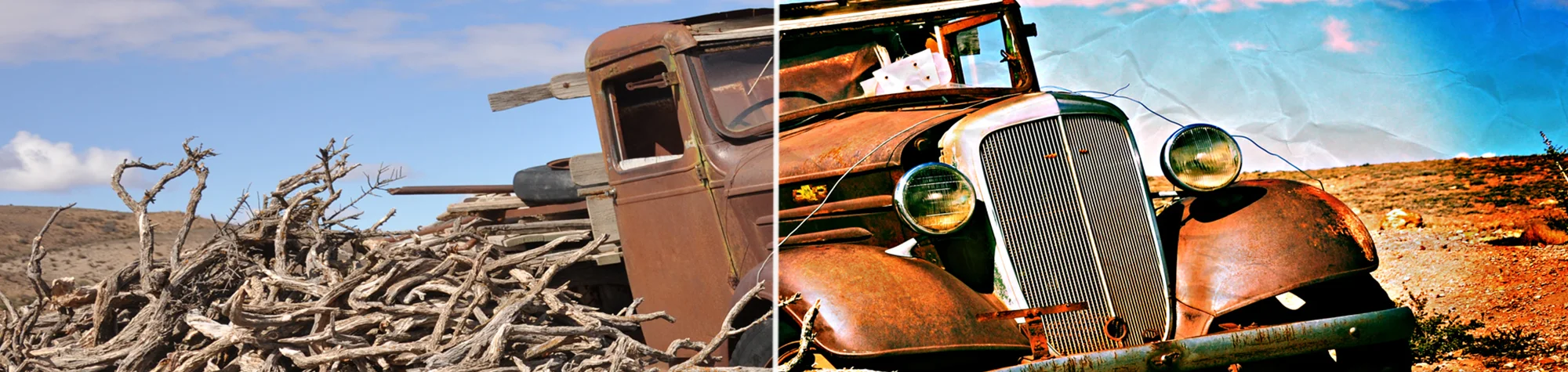 A wide panoramic banner showing a modern street photo being transformed into a vintage Lomo-style image with cross-processed colors, light leaks, and a dark vignette.