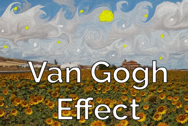 Photoshop tutorial thumbnail featuring the text "Van Gogh Effect" over a painterly portrait with thick, colorful brushstrokes and artistic texture.