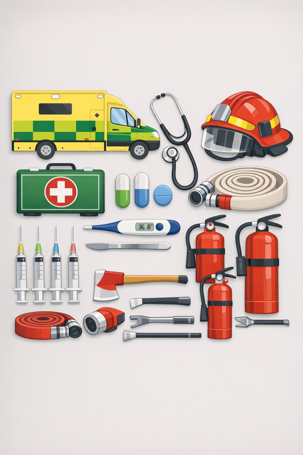 Emergency and medical equipment icons designed for Free Photoshop resources.